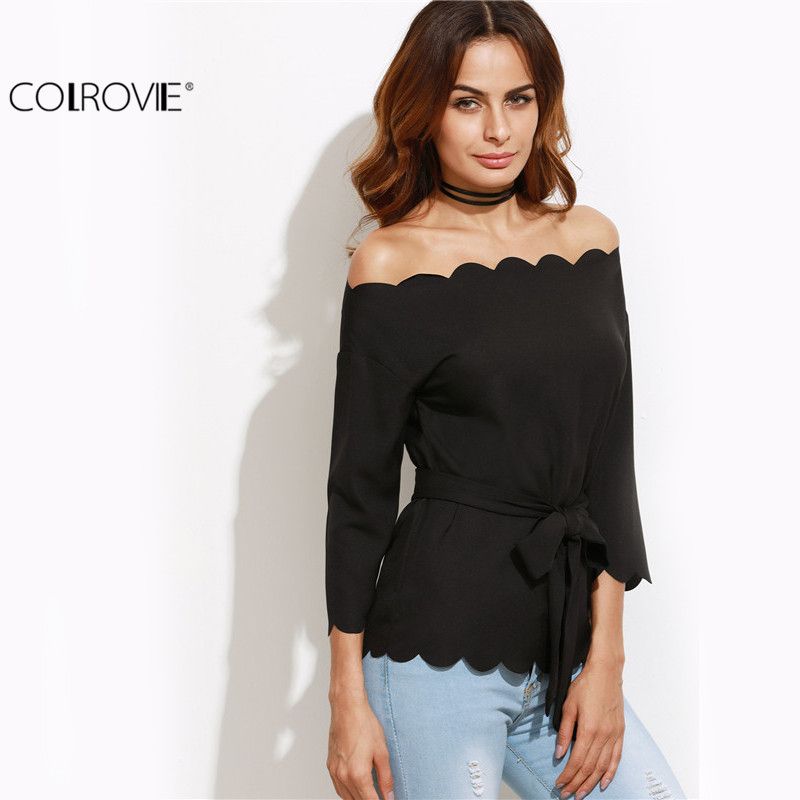 Acquista Colrovie Maglietta Con Spalle Scoperte Camicia Coreana