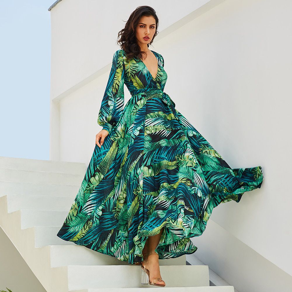 floral chiffon maxi dress long sleeve