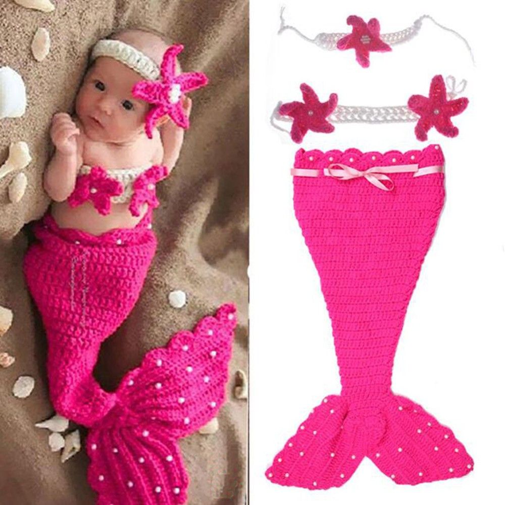 Compre Hermosa Sirena Bebe Recien Nacido Nina Foto Accesorios De Fotografia Infantiles Trajes Hechos A Mano De Punto De Ganchillo Capullo Conjunto De Punto Traje De Bebe A 7 65 Del Balala Baby