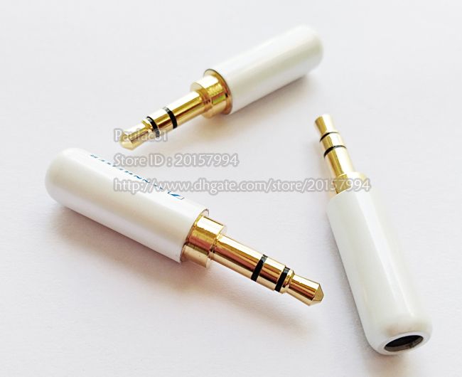 10pcs White 3.5mm Male 3 Pole Stereo Repair Audio Earphones TRS Connector Solder