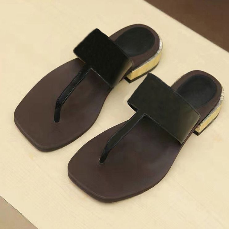 Black leather slippers ladies Clearance