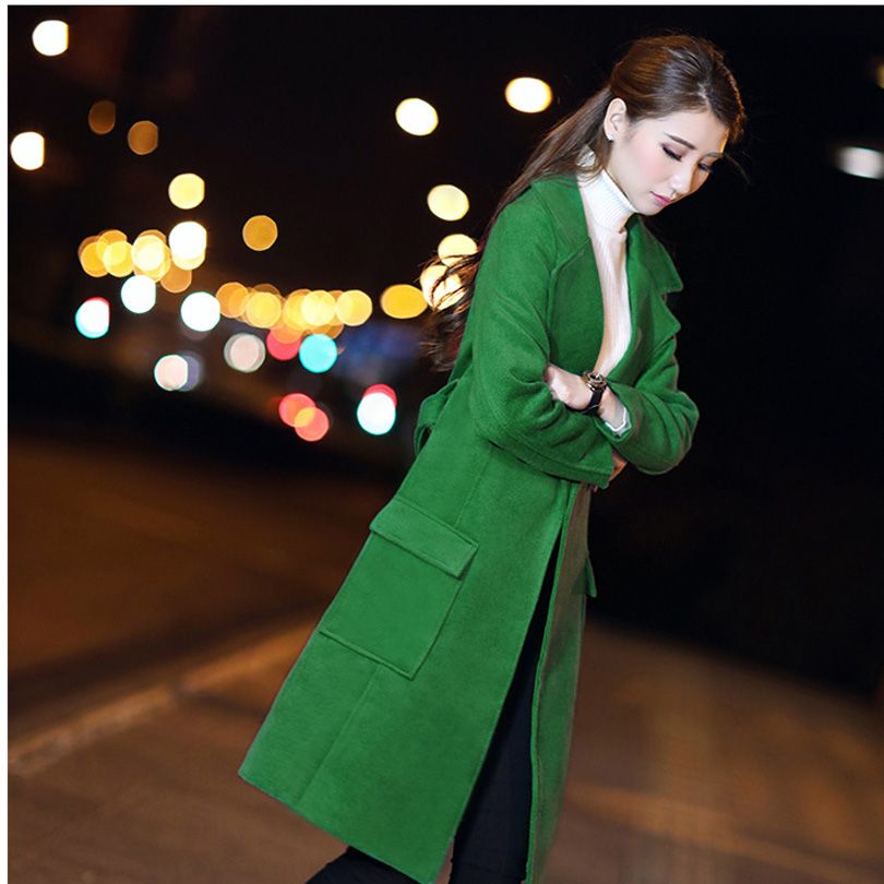 Nuevas Chaquetas Largas Mujeres De Lana Verde De Alta Calidad Más Tamaño Mujeres Abrigo De Cachemira De Mujer Mezcla Lana Femenina Llegada De 52,4 € | DHgate