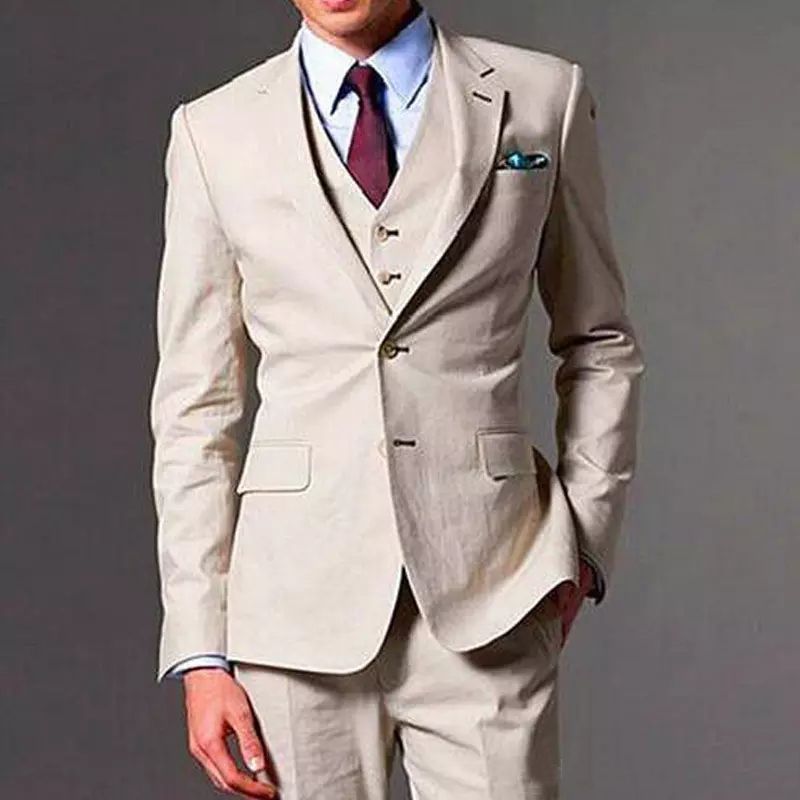 Slim Fit Men Champagne Suits For Wedding Groom Tuxedos Prom Wear