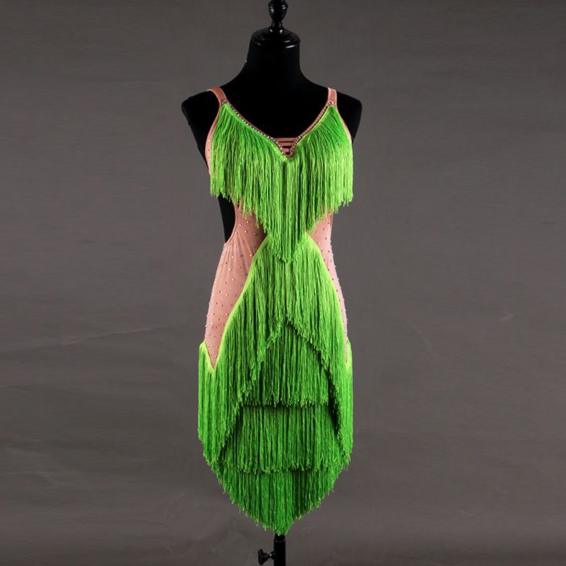 Ballroom Adult Dancewear Latin Rumba Performance Ruffles Dress Paso Doble Dress