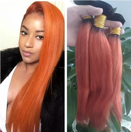 Ombre Orange Hair Bundles Two Tone 1b 350 Orange Ombre Straight