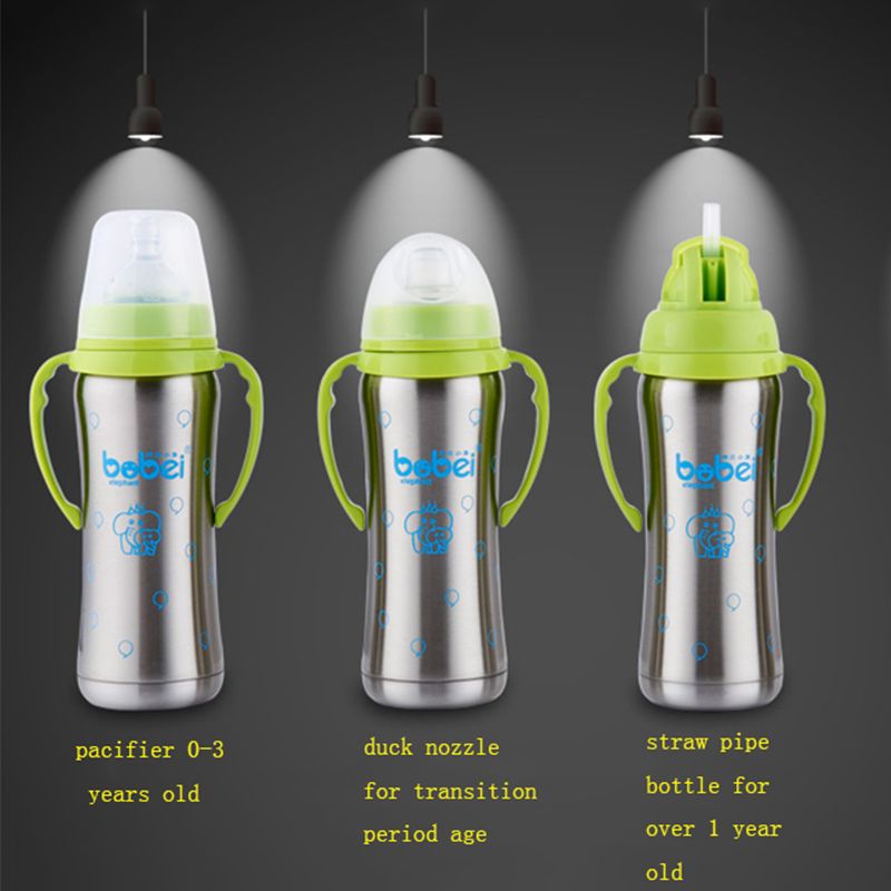 Acheter 0 Ml Nouveau Ne Bebe Enfants Lait Bouteille Nourrir En Acier Inoxydable Thermos Isolation Avec Tetine En Silicone Sucette Anti Chaud Poignee De 22 73 Du Kidsmart3 Fr Dhgate Com