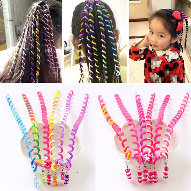 Acquista I Ragazze Capelli Torsione Strumento Fai Da Te Accessori Capelli Alla Moda Con Perline Multicolor Moda Bambini Ricci Tessuto Fascia Capelli