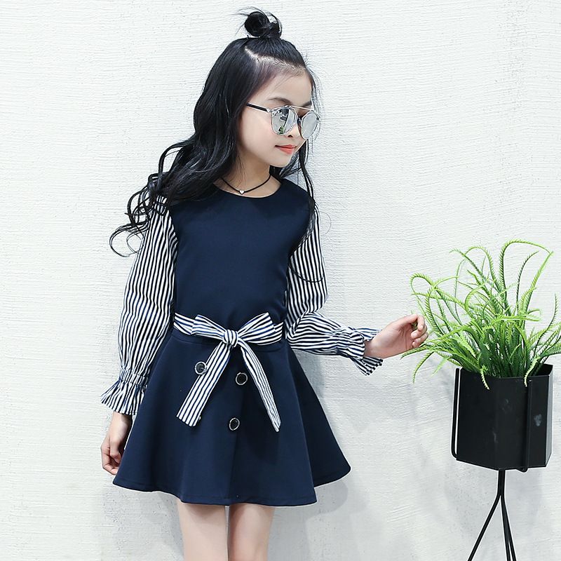 Grosshandel Kinderkleidung Fruhling Und Herbst Neue Madchen Gestreiften Kleid Mit Langen Armeln Kleid 3 12 Jahre Altes Madchen Kleidung Baby Von Juanwang 14 76 Auf De Dhgate Com Dhgate