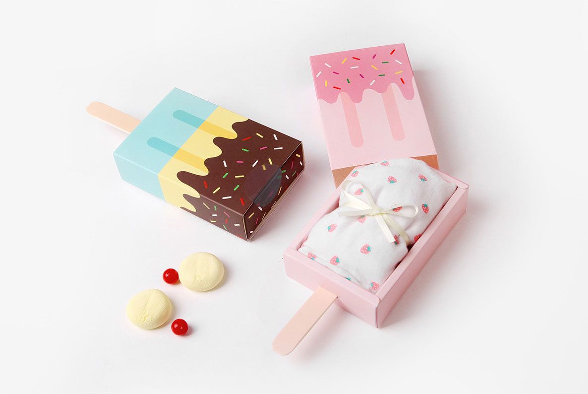 Pink Ice Cream Shape Cute Gift Box Popsicle Candy Folding Paper Box Cartoon  Drawer Gift Box For Kids Baby Shower Birthday From Cat11cat, $17.81