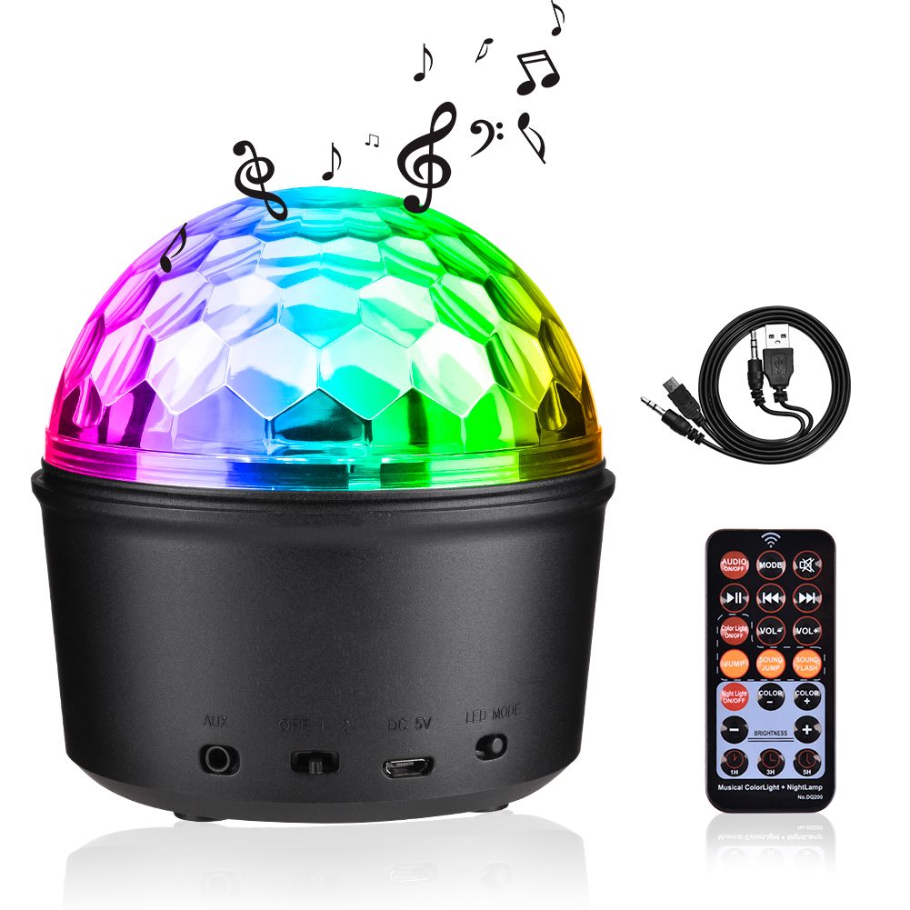 Portable 9W LED 9 Color Disco Ball Light Lamp Bluetooth Speaker USB Music Player
