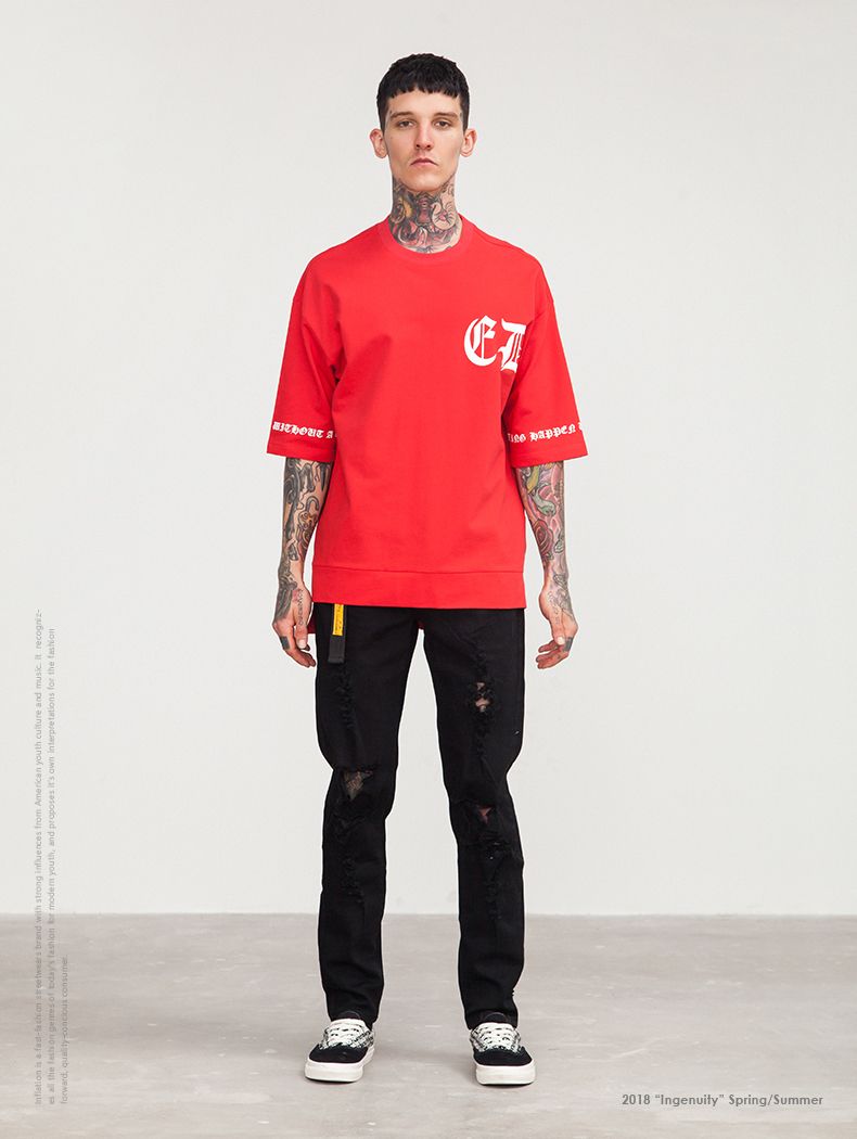 Red T shirt Marca Ropa Hip Hop Swag manga corta T-shirt camisetas de gran