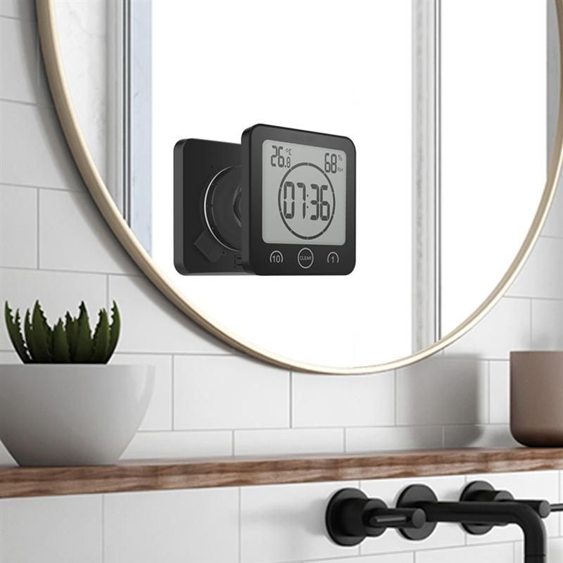 Salle de Bain Digital Douche Horloge Minuterie Alarme Température Compteur Humidité