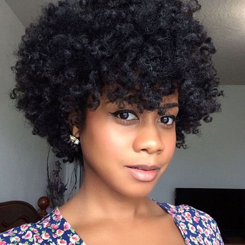 Z F Hot Sale Afro Kinky Curly Wigs Shot Bob Hair Side Part