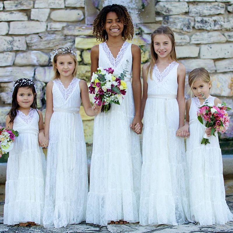 Junior bridesmaid dresses white sales