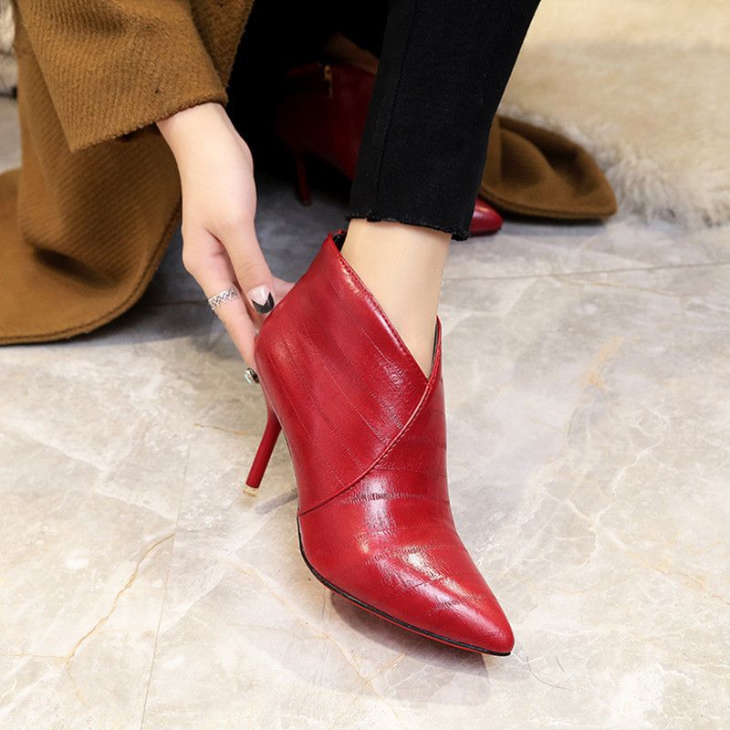 red leather ankle boots uk