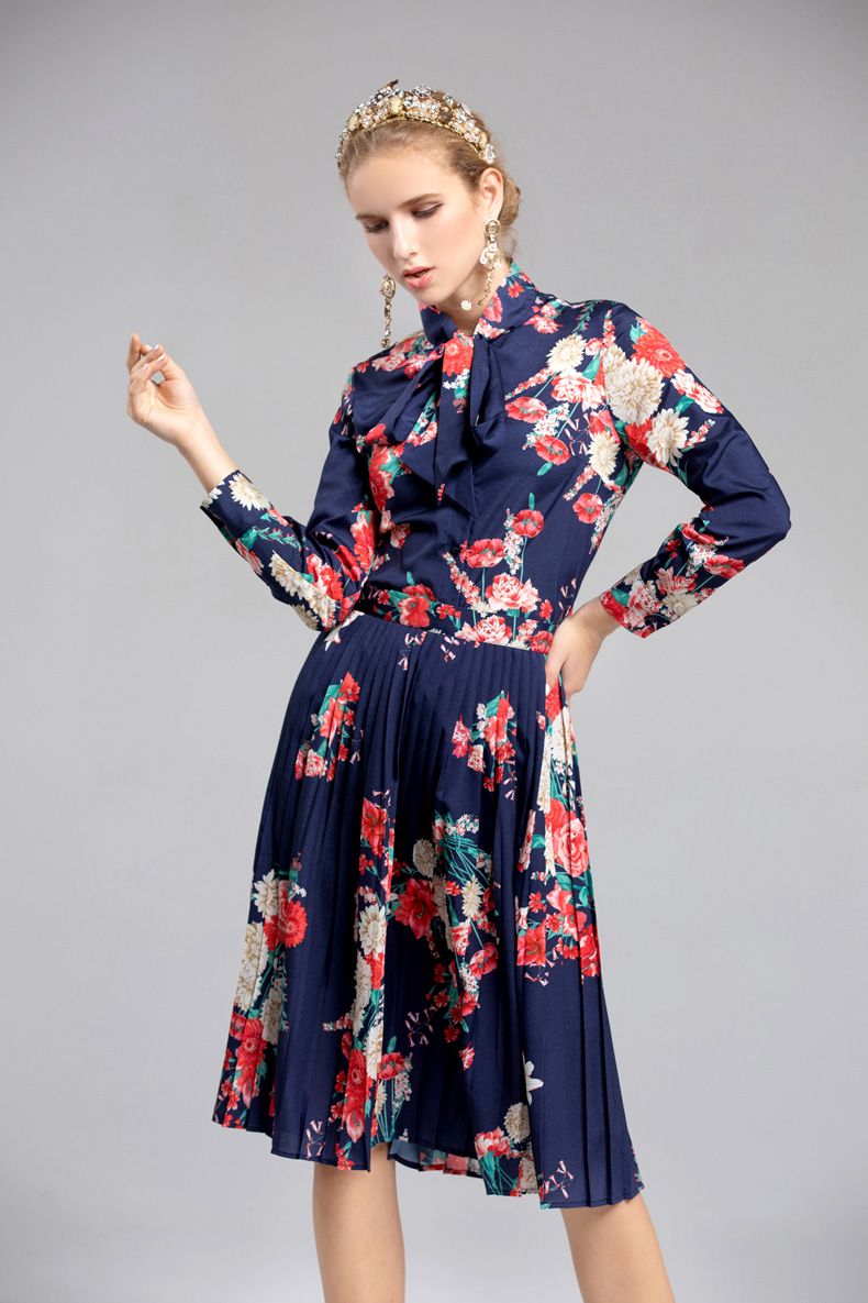 Thed016 H And M Floral Pleated Skirt Dresses Floral Pleated