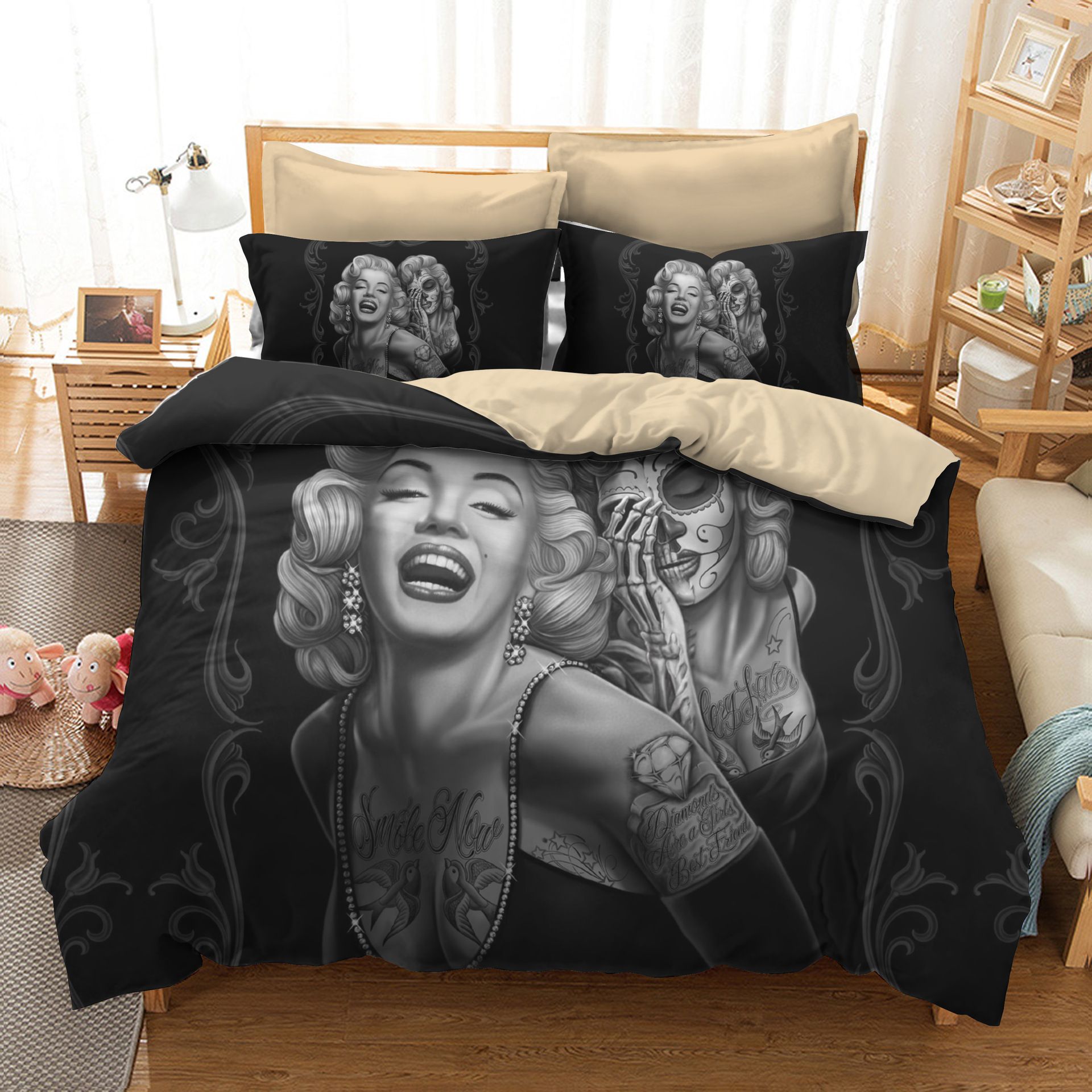 Home Textiles Bedroom Decor Sexy Marilyn Monroe 3d Skull Print
