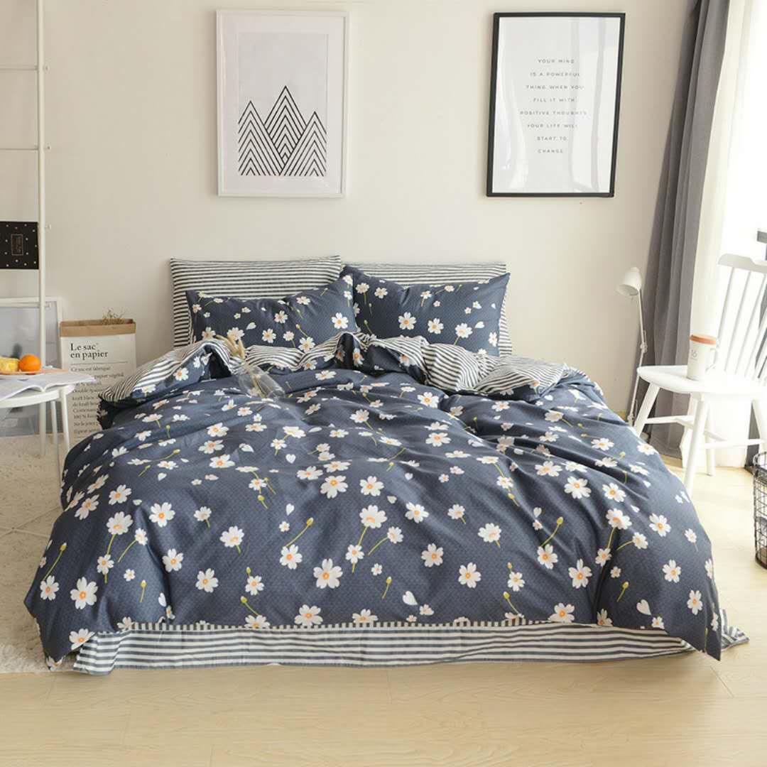 Daisy Printed Bedding Sets Purple Color Twin Queen Size 100