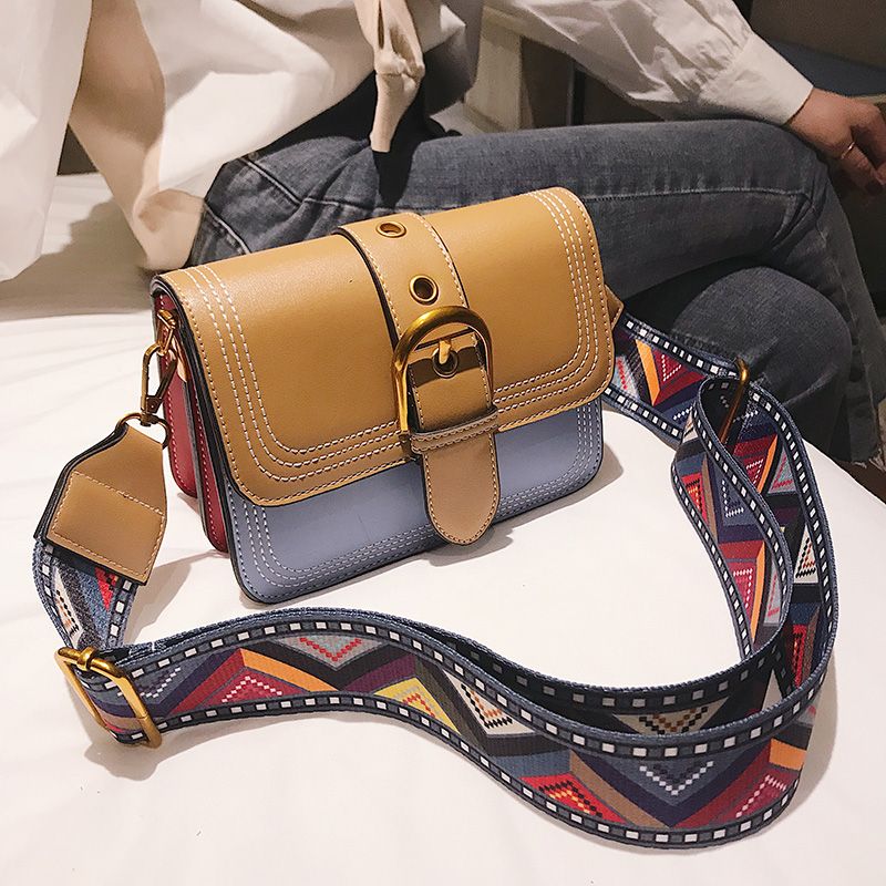 Nuevo Cintas Bolsas de tonos mensajero para damas Bolso de cuero de