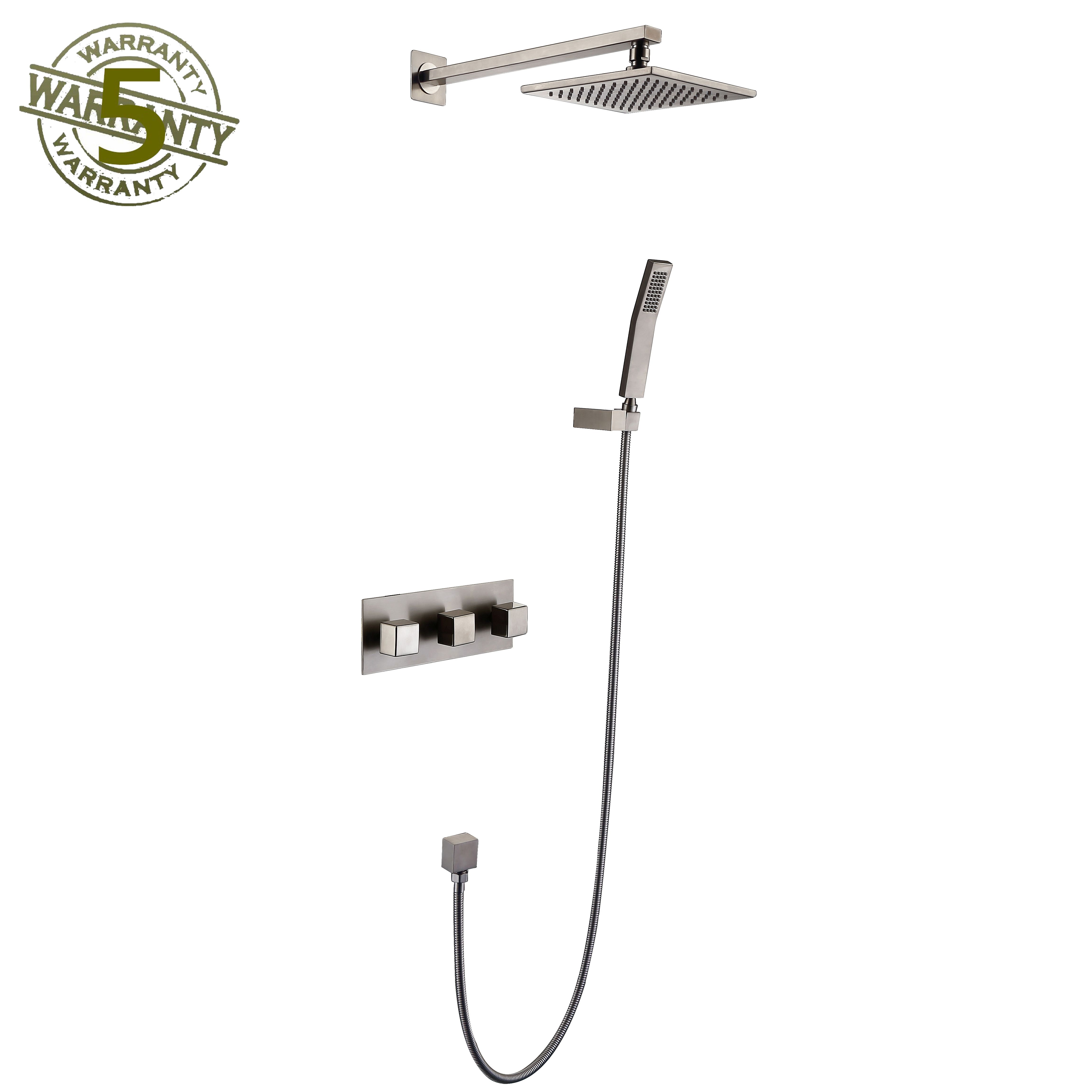 2020 Shower Faucet System Nickel Brushed Finish Mixer 8 Showerhead