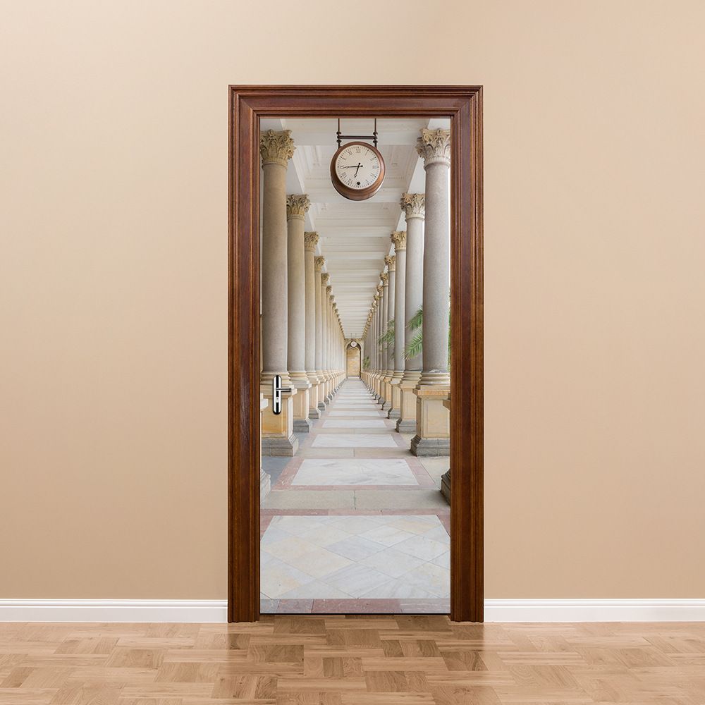 3d Simulation Door Sticker Colonnade Corridor Mural Renovate Wall Decal Home Decoration Creative Self Adhesive Wallpaper Poster Door Tattoos Bedroom