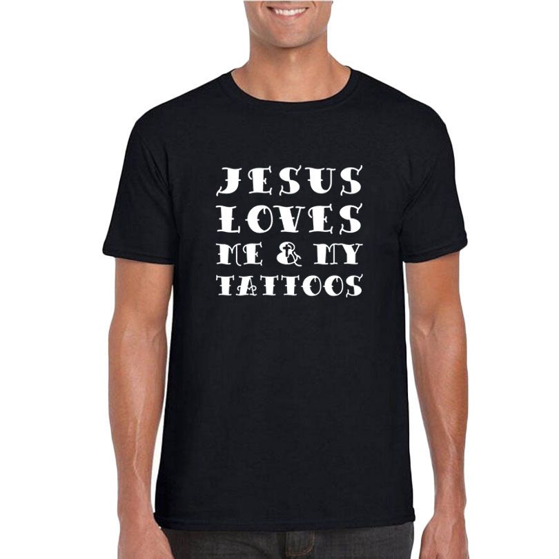 Funny Christian T Shirts Jesus Loves Me And My Tattoos T Shirt Fashion Summer Tops Black Funny Christian T Shirts Jesus Loves Me And My Tattoos T Shirt Fashion Summer Tops Black