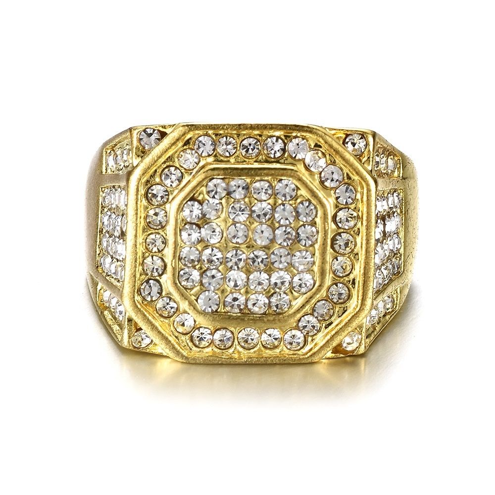 2020 18K Gold Plated Titanium Steel Gold Rings Stainless Steel Ring CZ Mens Ring Fashion Wedding