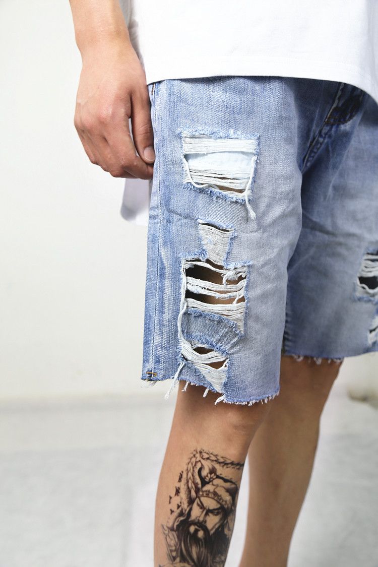 boy ripped jean shorts