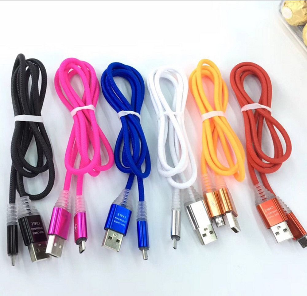 accesorios para telefonos moviles visible usb de flujo de luz led micro carga de datos cable de sincronizacion para el telefono android samsung viajes
