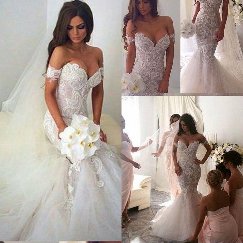 lace sweetheart mermaid wedding dress