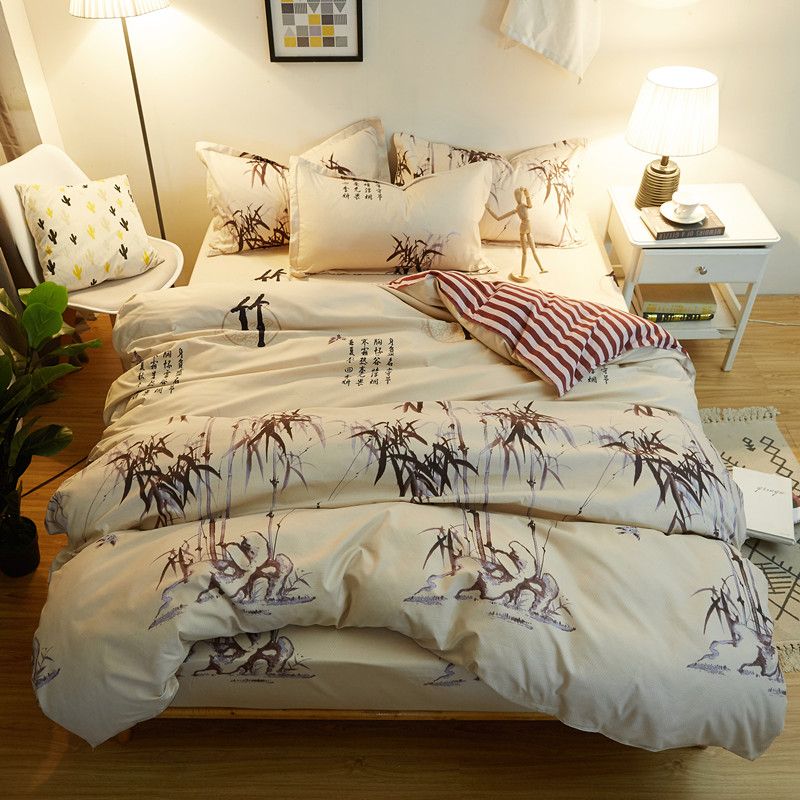Chinese Painting Bamboo Full Twin Queen King Bedding Sets Faint