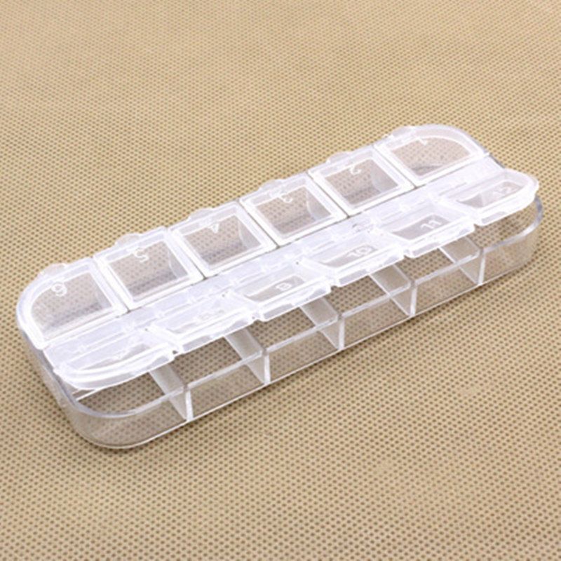 12 Grids Transparent Plastic Box Detachable Bead Jewelry Storage Case Alone Open 