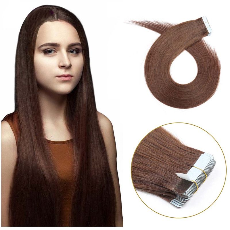 Tape In Human Hair Extensions 20 Inch 50g Pack Silky Straight