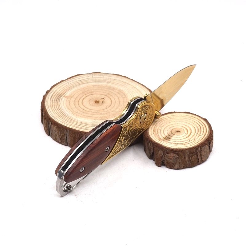 Tactical Survival Knife Folding Blade Hardened 58hrc Pocket Hunting Knives Wood Handle Outdoor Edc Multi Tool With Keychain Fish