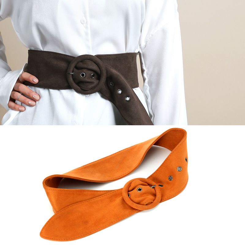 Suede Fabric Belts Women Belt Wide PU 