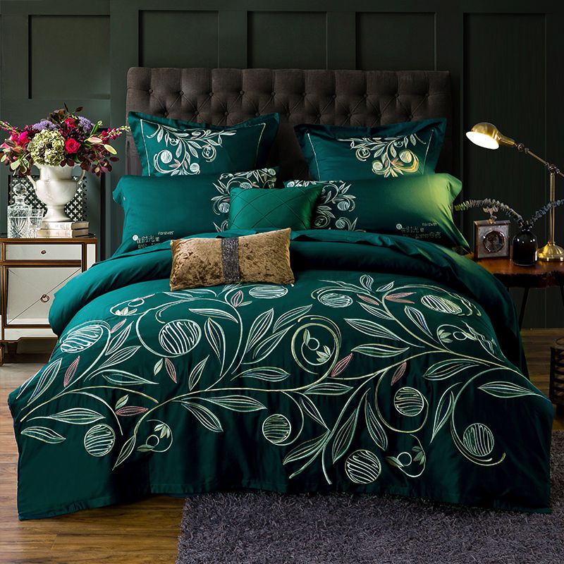 100 Cotton 60s Sateen Bed Linen Queen King Size Green Bedding