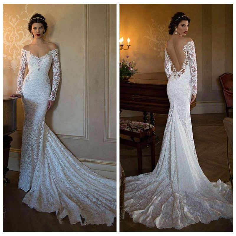 slim mermaid wedding dresses