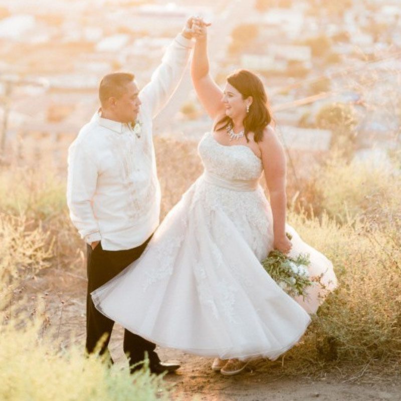 Discount Country Style Plus Size Wedding Dresses Tea Length