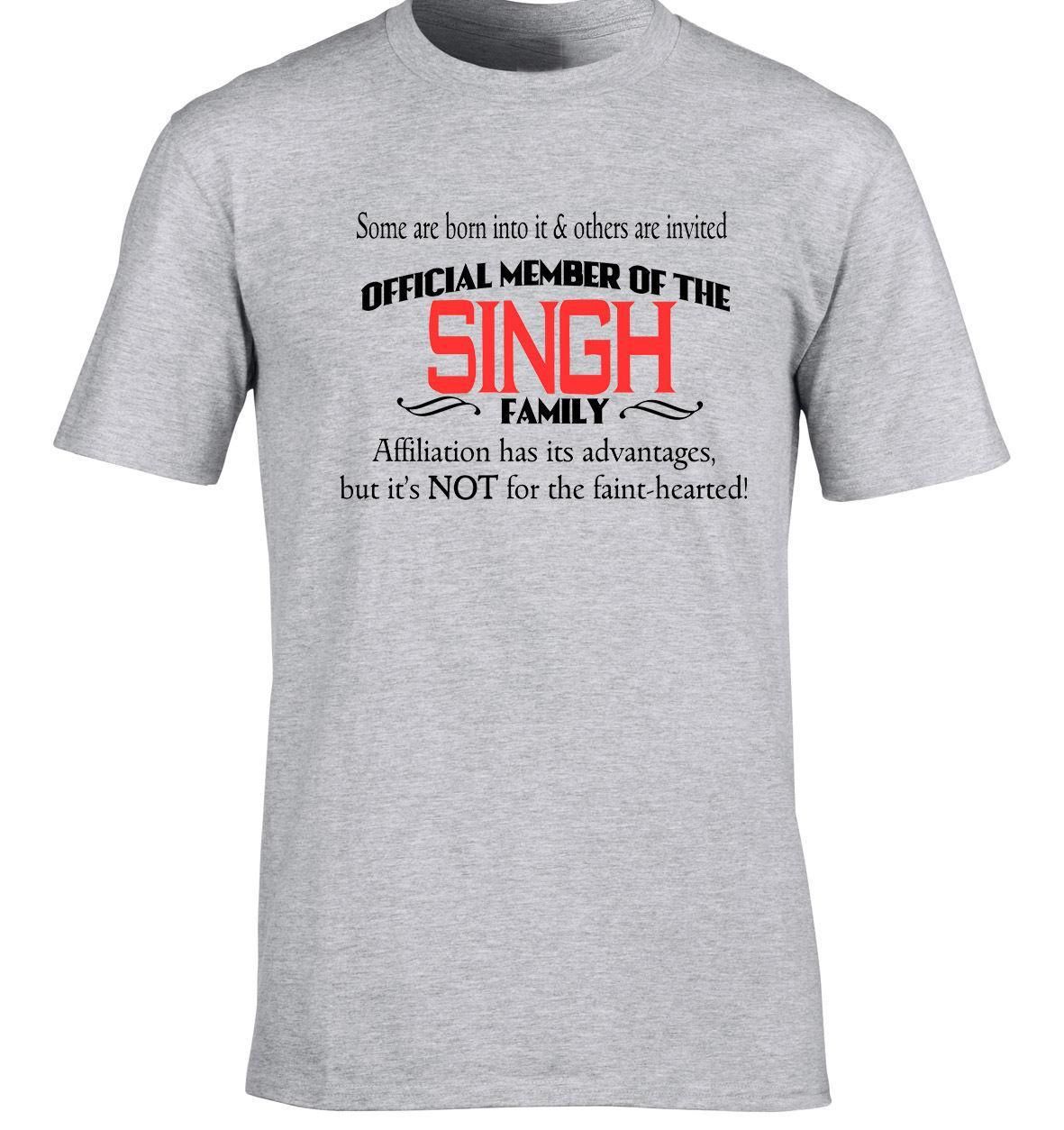 Singh Family Surname T-Shirt Birthday Gift Any Name Reunion Event Occasion 30th