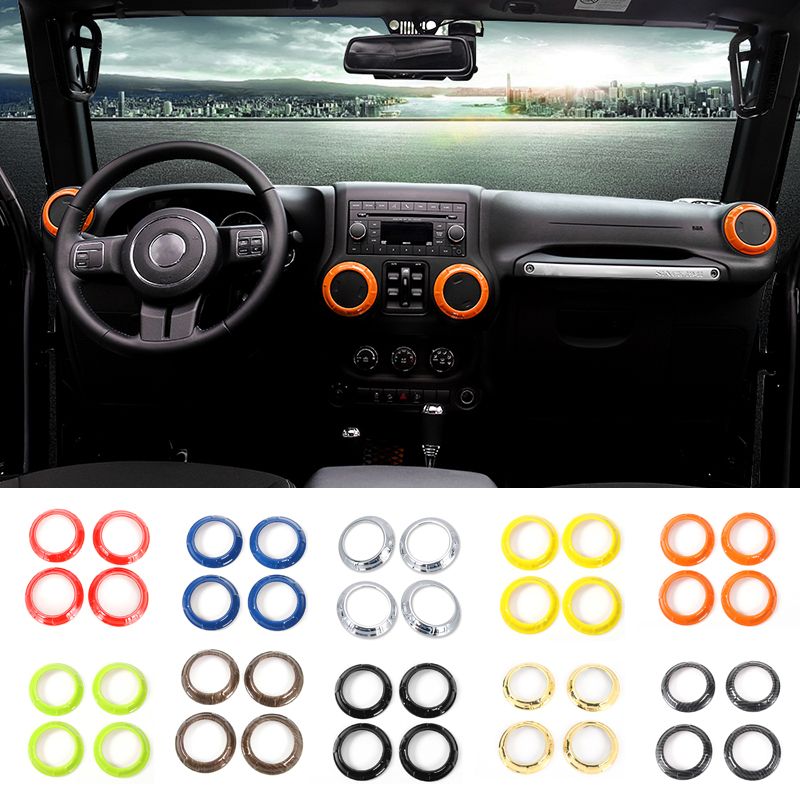 Car Air Condition Vent Decoration Ring Abs Interior Accessories Fit For Jeep Wrangler 2011 2017 Car Styling Decorative Car Steering Wheel Covers