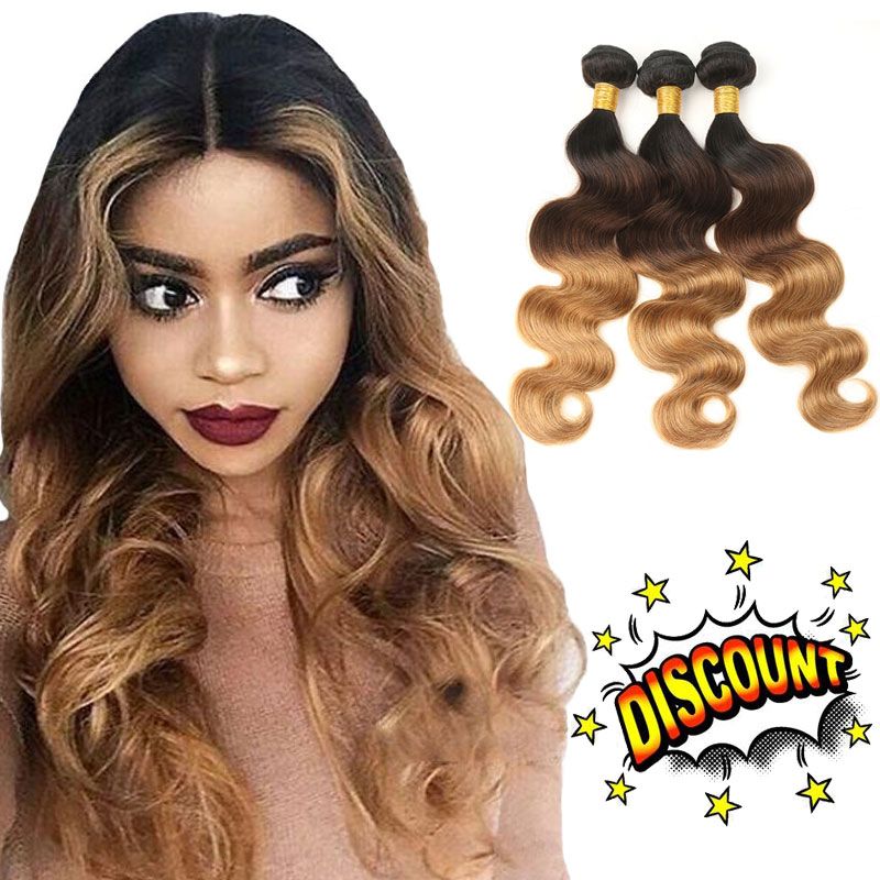 3 Tone Ombre Brazilian Body Wave Hair Weave Bundles 1b 4 27 Non