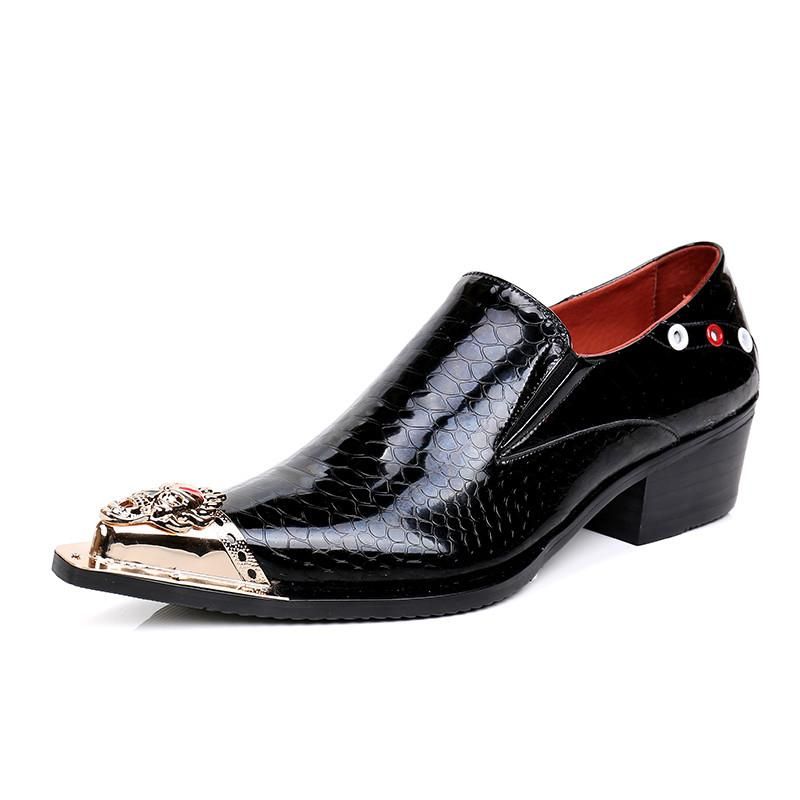 Men Slip On Pointed Toe Dress Wedding Party Metal Rivets Leather Formal Shoes SZ 