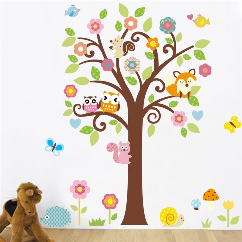 Compre Buhos Arbol Pegatinas De Pared Regalo De Los Ninos Sala De