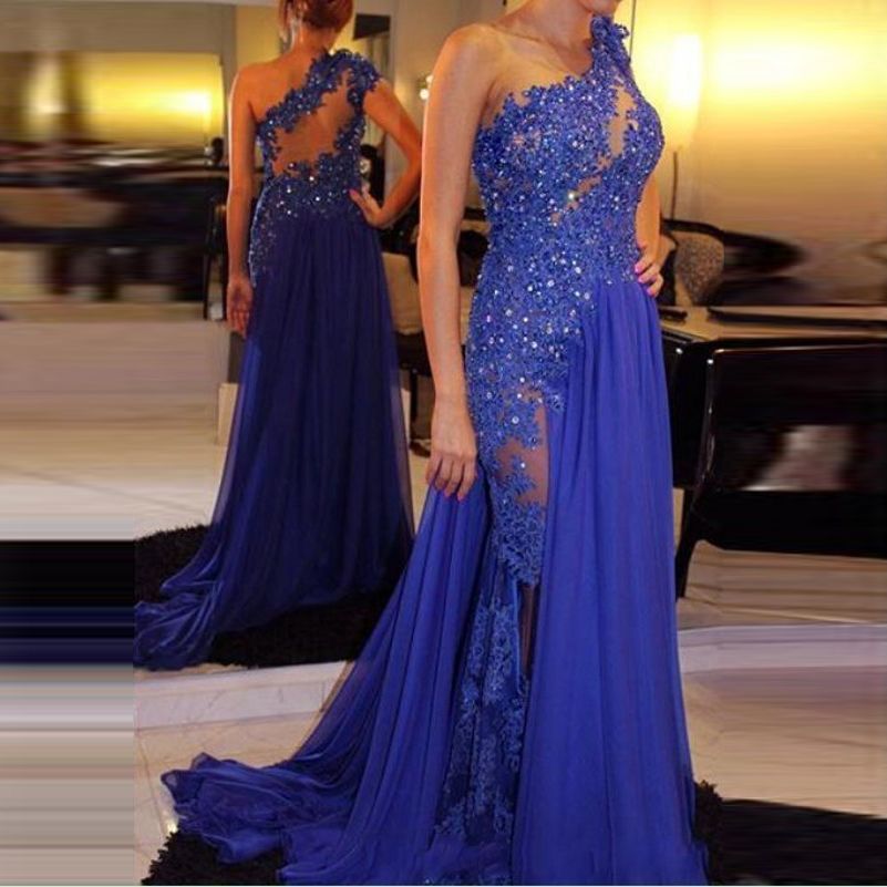Vestido de noche azul gasa con cuentas Vestido de noche con pedrería Formal Sheer prom Vestido Vestido de noche azul gasa con cuentas Vestido de noche con pedrería Formal Sheer prom Vestido