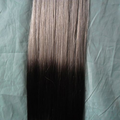Ombre T1b Grey Straight Silver Ombre Micro Loop Human Hair