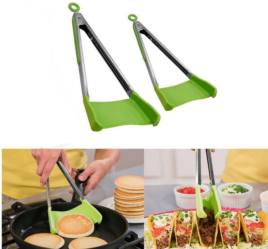 2020 Clever Tongs 2 In 1 Kitchen Spatula Tongs Non Stick Heat Resistant