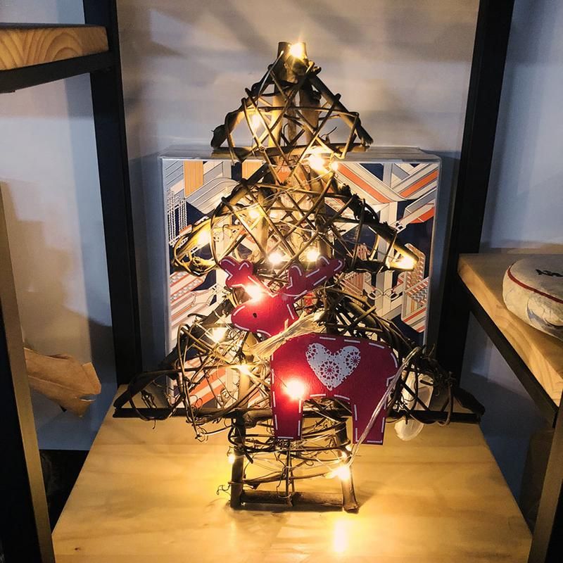 Immagini Natale Vintage.Acquista Natale Vintage Rattan Intrecciato A Forma Di Albero Di Natale Con Un Pendente Di 20 Lampade A Filo Filo Di Rame Senza Elettrone A 12 65 Dal Yigu002 Dhgate Com