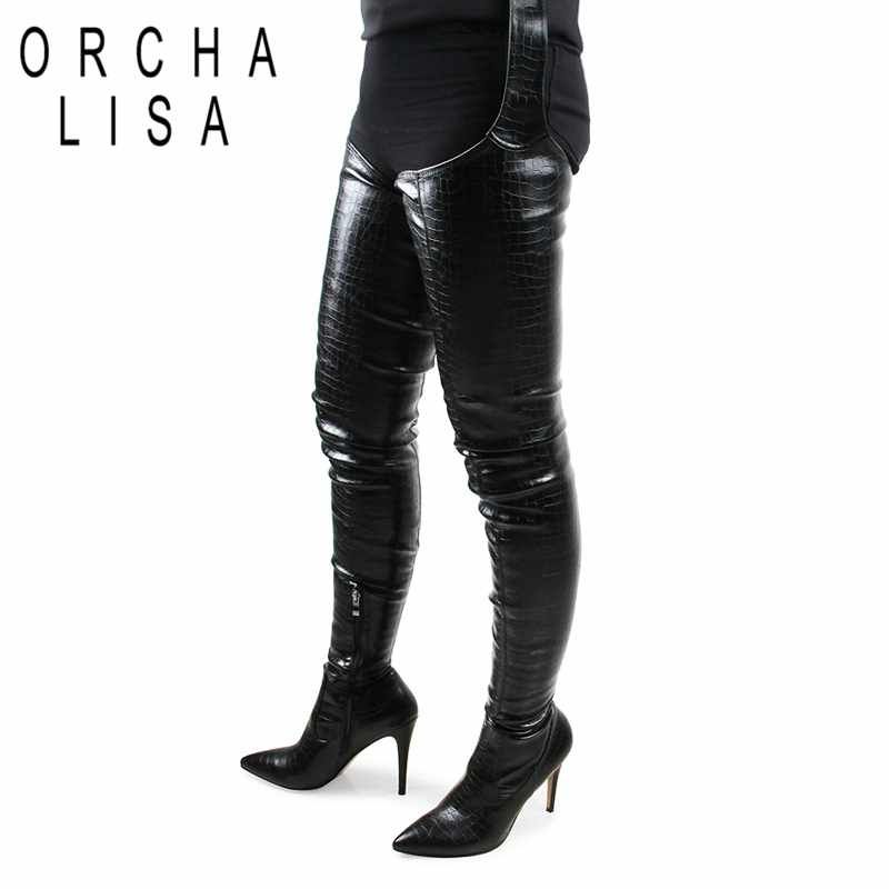 over the knee stiletto leather boots