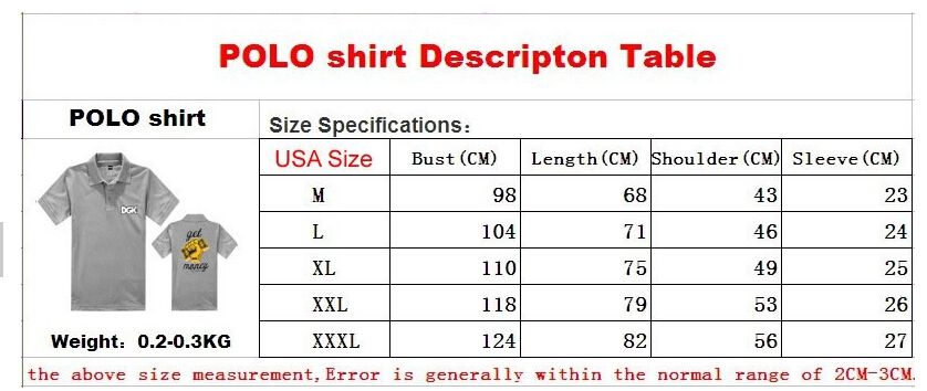 Us Polo Shirt Size Chart