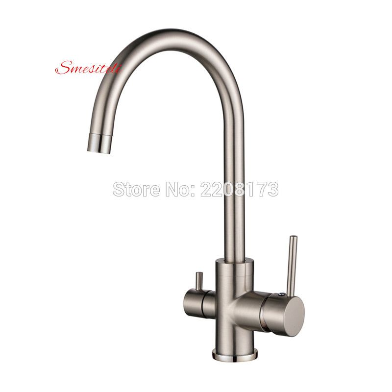 2020 Contemporary All Copper Brushed Nickel Finish Osmosis Reverse 3 In 1 Kitchen Faucet Three Way Clean Water Filter Taps From Rudelf 113 86 Dhgate Com